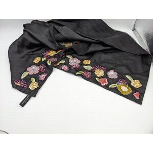 Valerie Stevens scarf black floral satiny  81 in‎ sequins  long